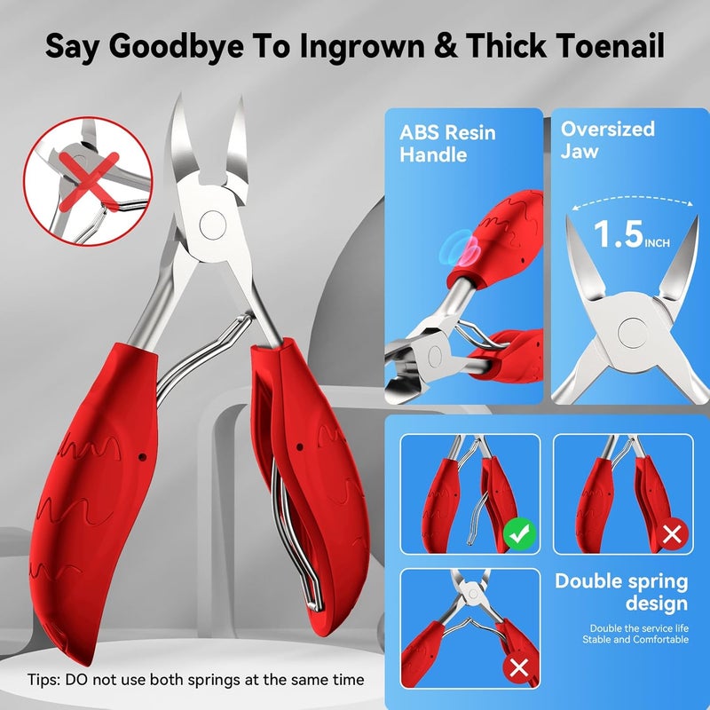 INXENG Toenail Clippers for Seniors Thick Ingrown Toenails, Toe Nail Clippers Set for Men Women, Heavy Duty Fingernail Clippers-Professional Pedicure Tools for Feet,Stainless Steel Manicure and Pedicure Kit - Image 4